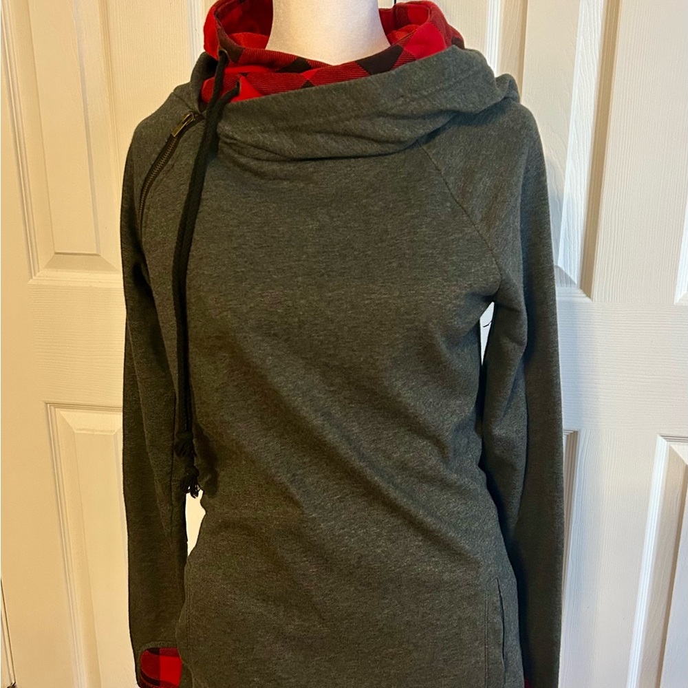 AMPERSAND AVE Gray and Red Hoodie